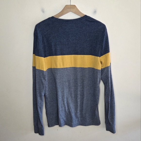 Sonoma | Heathered Blue Yellow Striped Colorblock Long Sleeve Tee Size Medium - Picture 5 of 5